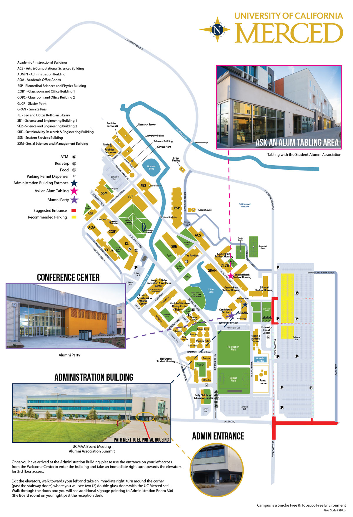 A campus map of ALUM Day events